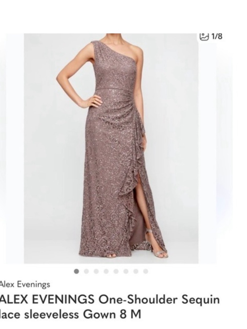 Alex Evenings Women One Shoulder Sequin Lace A-Line Gown Formal dress 6 S M